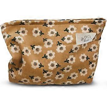 Femmes Floral Velours Côtelé Toile Voyage Maquillage Sac Cosmétique Pochette Sac À Main Organisateur, Kaki