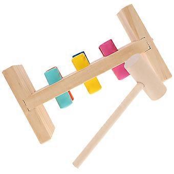 1 Set of  Wooden Colorful Nail Platform Toys Color Cognitive Percussion Table Playroom Accessory