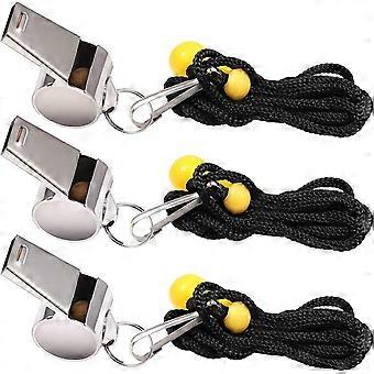 3 Pcs Apitos Esportivos Som Alto Apito de Aço Inoxidável com Cordão de Treinamento Sobrevivência Esportes de Emergência para Árbitro Treinador Professor