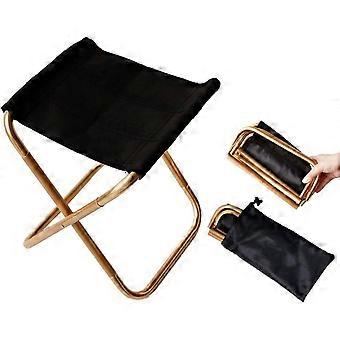 Mini sgabello pieghevole oro con custodia, ultraleggero compatto in alluminio con borsa per il trasporto per giardino, spiaggia, pesca, escursionismo, campeggio, picnic