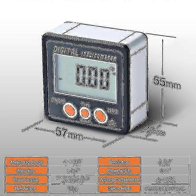 Digital Inclinometer, 0-360 Angle Triangle Ruler Meter Gauge