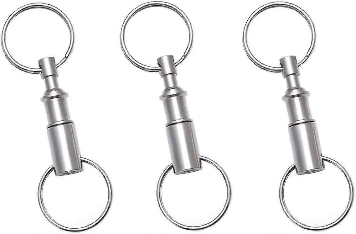 3 Pack Quick Release Detachable Pull Apart Key Rings Keychains,Double Spring Split Snap Seperate Chain Lock holder Convenient Accessory Gift (3Pack)