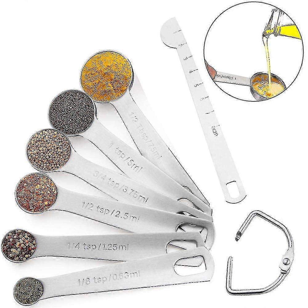 7 Pcs Measuring Spoons Set Engraved Marking Ruler For Measuring-