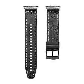 For Honor Watch 5 High-Quality Premium Leather Hybrid Silicone Replacement Arm Band Black