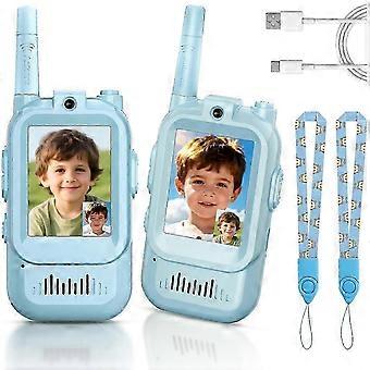 2 Pack Video Walkie Talkies for Kids Handheld Rechargeable Video Intercom with Video Camera Voice Changer for Boys Girls Gift -New