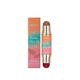 Multifunktionell konturstift bärbar dubbelhövdad konturrouge sminkstift kall och varm tvåfärgad färglås smink 7,6 g brun + lila