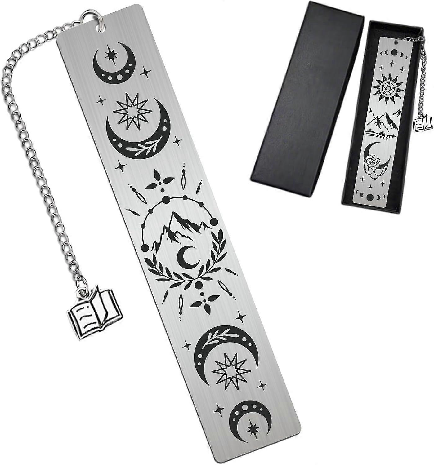 Stainless Steel Bookmarks Rectangle Moon 130x26mm