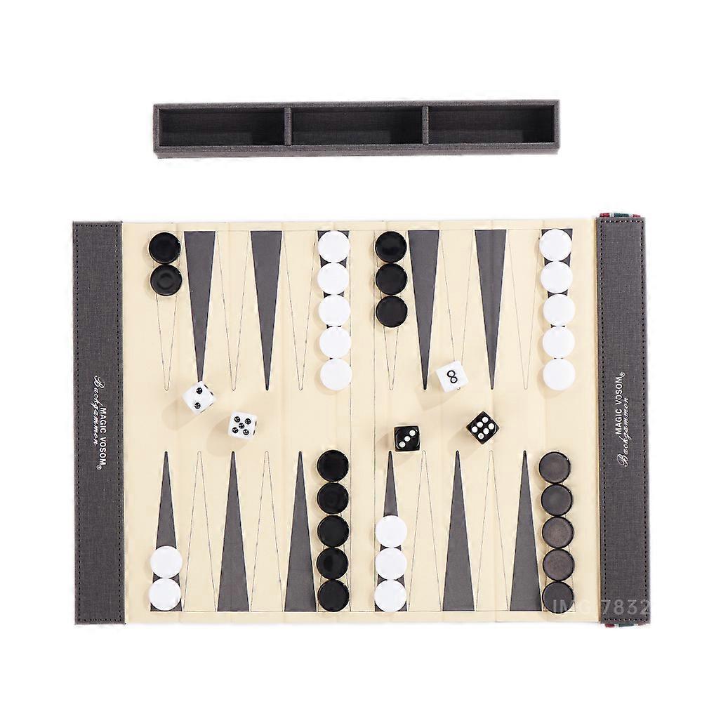 Rolls Up Backgammon Board Set PU Leather Backgammon Game Mat Chess Piece Set