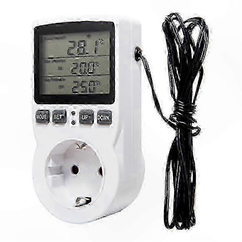 EU Plug Digital Thermostat Socket with Timer and Sensor Probe for Heating Cooling Applications Edition 1110