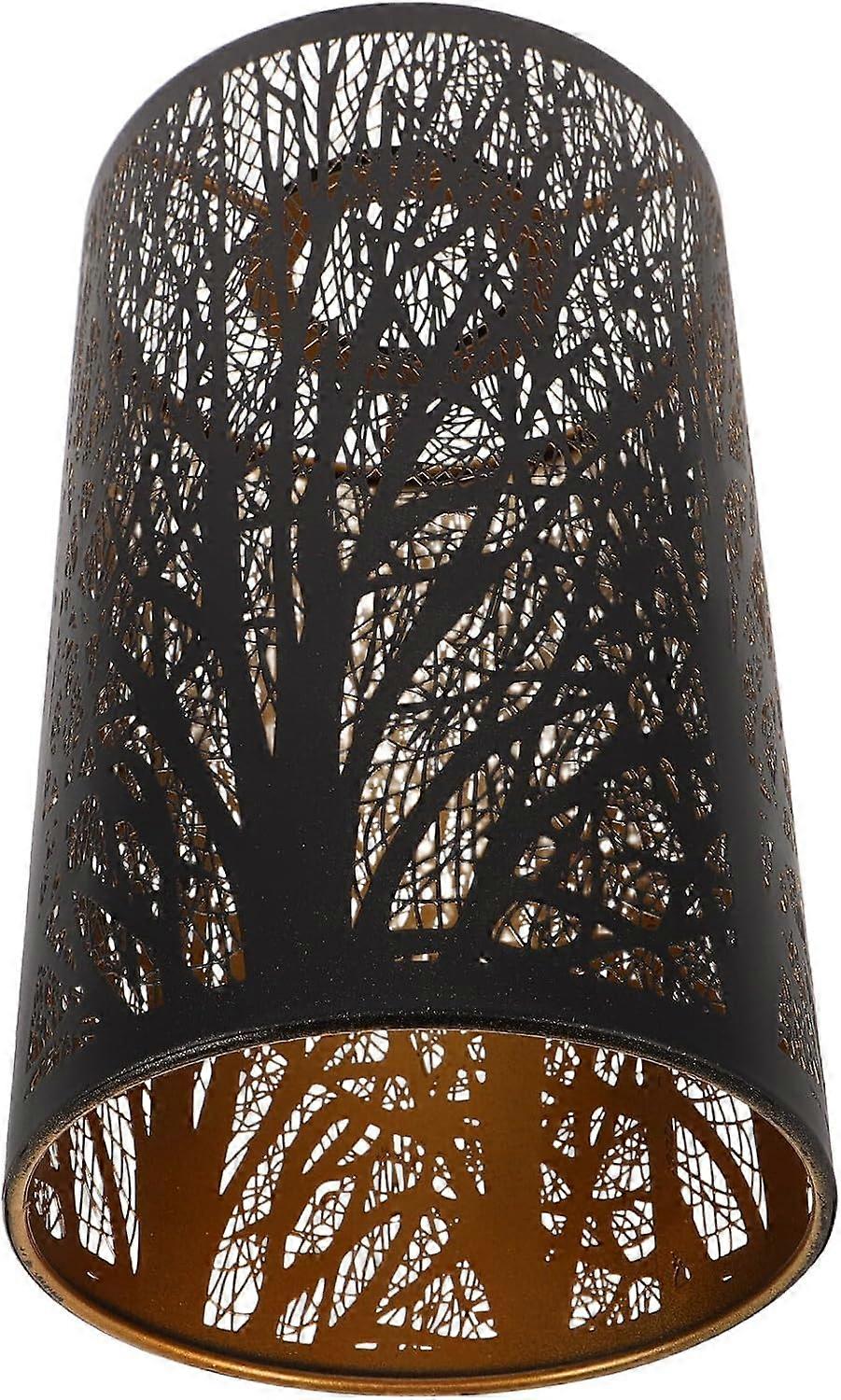 Small Metal Cylindrical Lampshade with Openwork Forest Pattern, for Fl