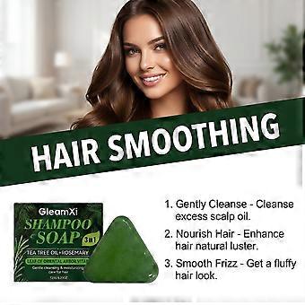Festes Shampoo mit Teebaumöl und Rosmarin für gesundes Haarwachstum, sanfte Kopfhautpflege und Feuchtigkeitsversorgung, lindert Juckreiz, für die tägliche Haarwäsche, 120 g