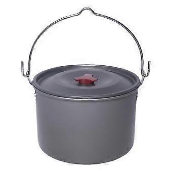 Pentola da campeggio portatile di grande capacità da 4,2 litri, pentola da cucina leggera in alluminio, resistente, con coperchio e manico per avventure all'aria aperta 26-27