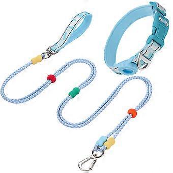 Hundesnor/halsbåndssæt med AirTag-holder til små, mellemstore hunde, 1,5 m dobbeltsnor med justerbar reflekterende halsbånd