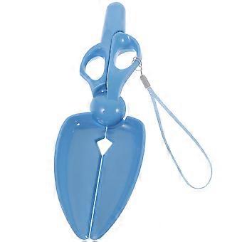 Pet Pooper Scissors Pickup Clip for Waste Collection 1Pcs Blue Plastic
