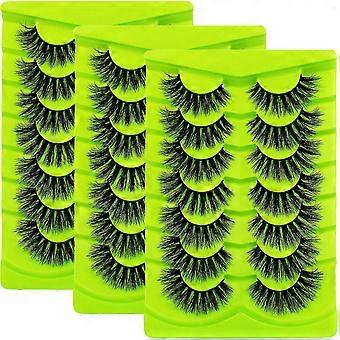 21 Pairs 3 Pack Fluffy Eyelashes Thick Eyelash Strips Round Long Thick Fake Eyelashes 8D False Eyelashes Russian D Curl Strips Wispy Flare Eyelashe…