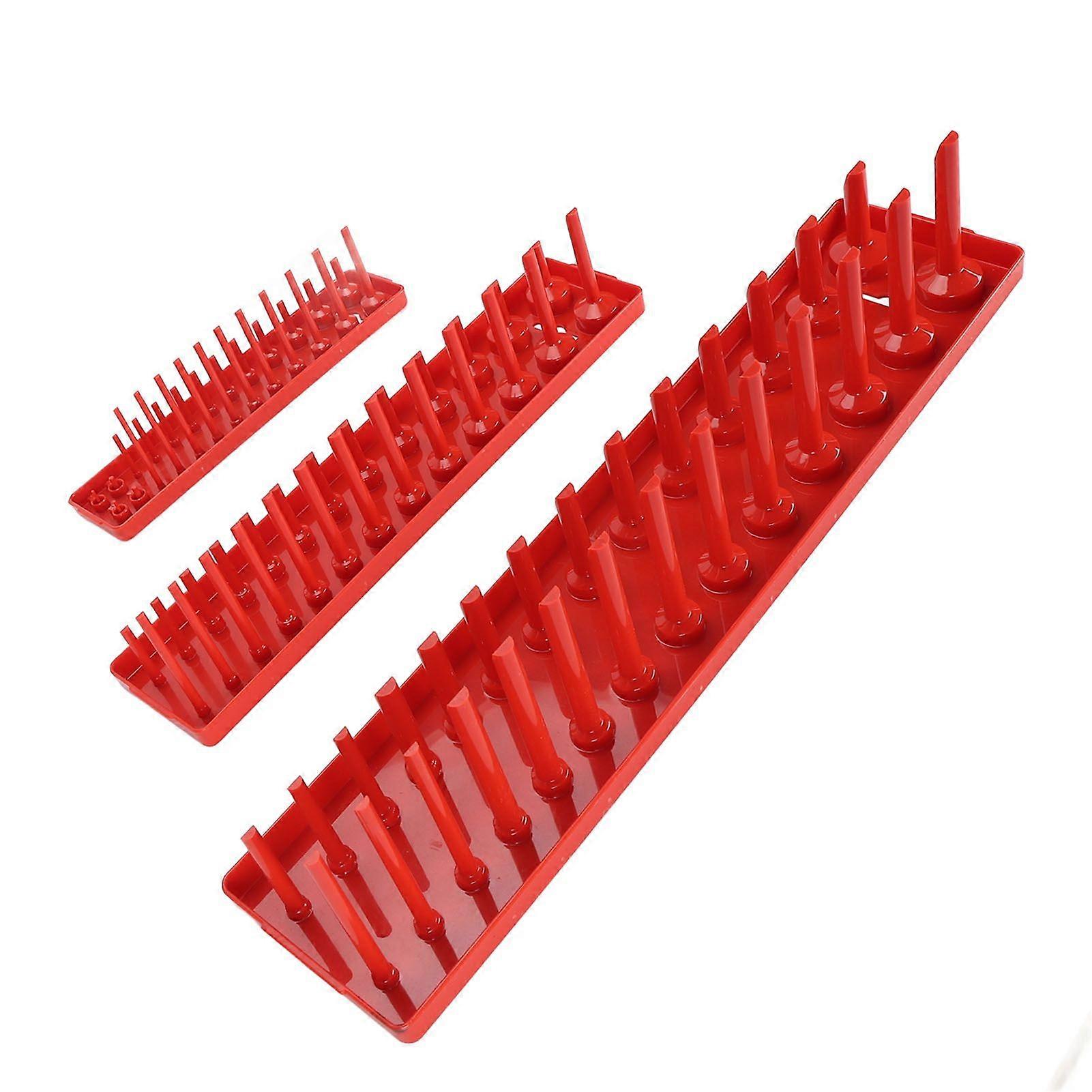 3PCS Set Drive Socket Holder Red Color Multifunctional High Stick Socket Organizer Tray