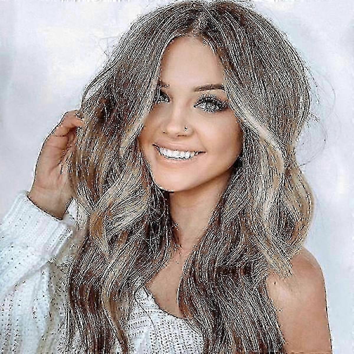 Medium-length, curly women's wig with a brown gradient
