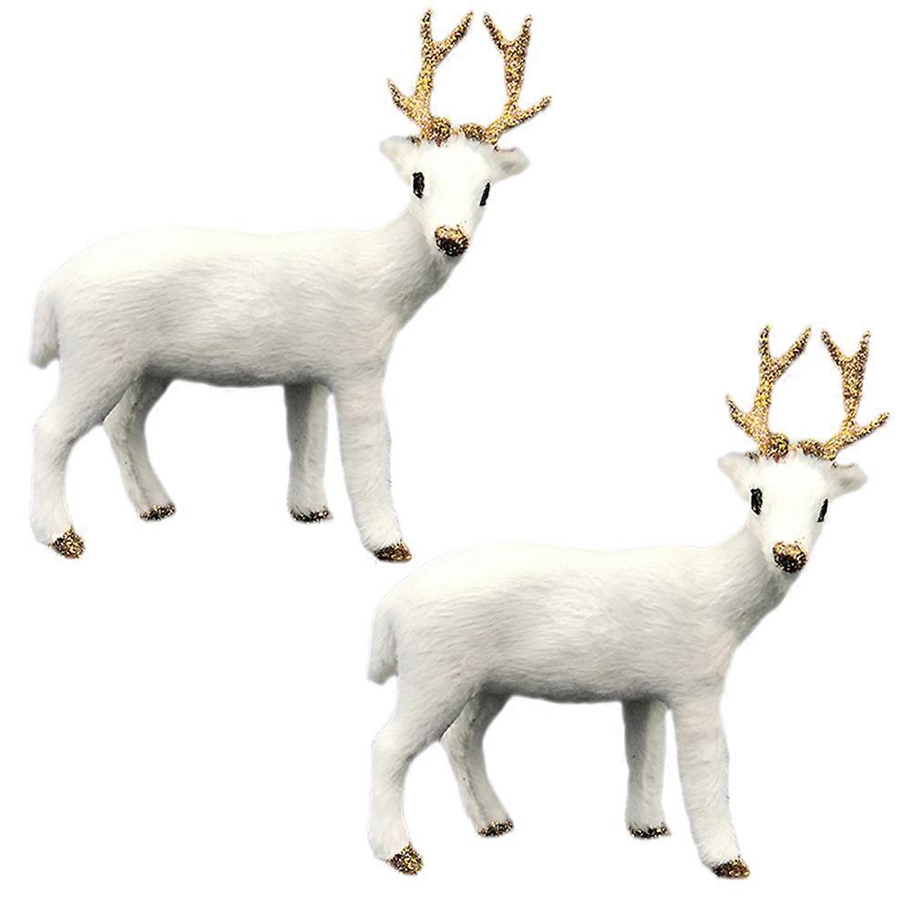 Dashboard Ornament White Deer Simulation for Fine Workmanship 4Pcs