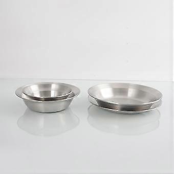 Outdoor Stainless Steel Plate and Bowl Set, 4-Piece Camping Tableware with Brushed Finish for Picnic Hiking Travel