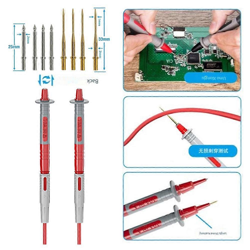 Replaceable Multimeter Test Probe Set Piercing Tips Test Leads Kit for Auto Repair Digital Multimeter Testing
