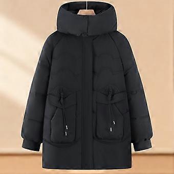 Plus Size 4XL-8XL Midaldrende Kvinder Vinter Lange Frakker Hættetrøje Elegant Tyk Varm Oversize Parkaer Damejakker