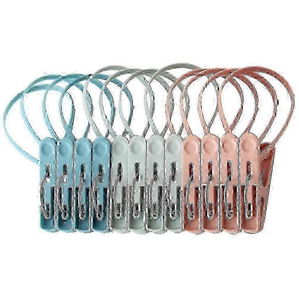 12pcs Windproof Clothes Clips with Rope QWS-WHBYV