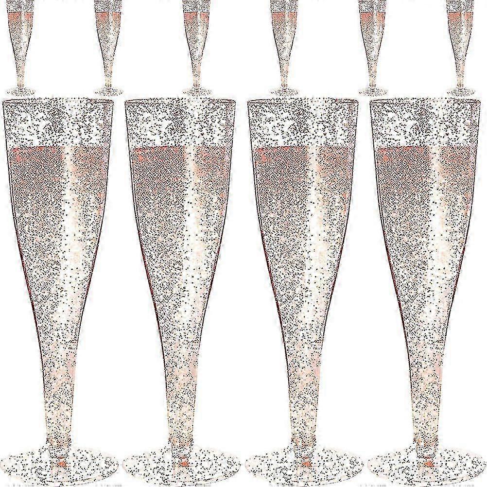 Rosy Glitter Flutes Disposable Set