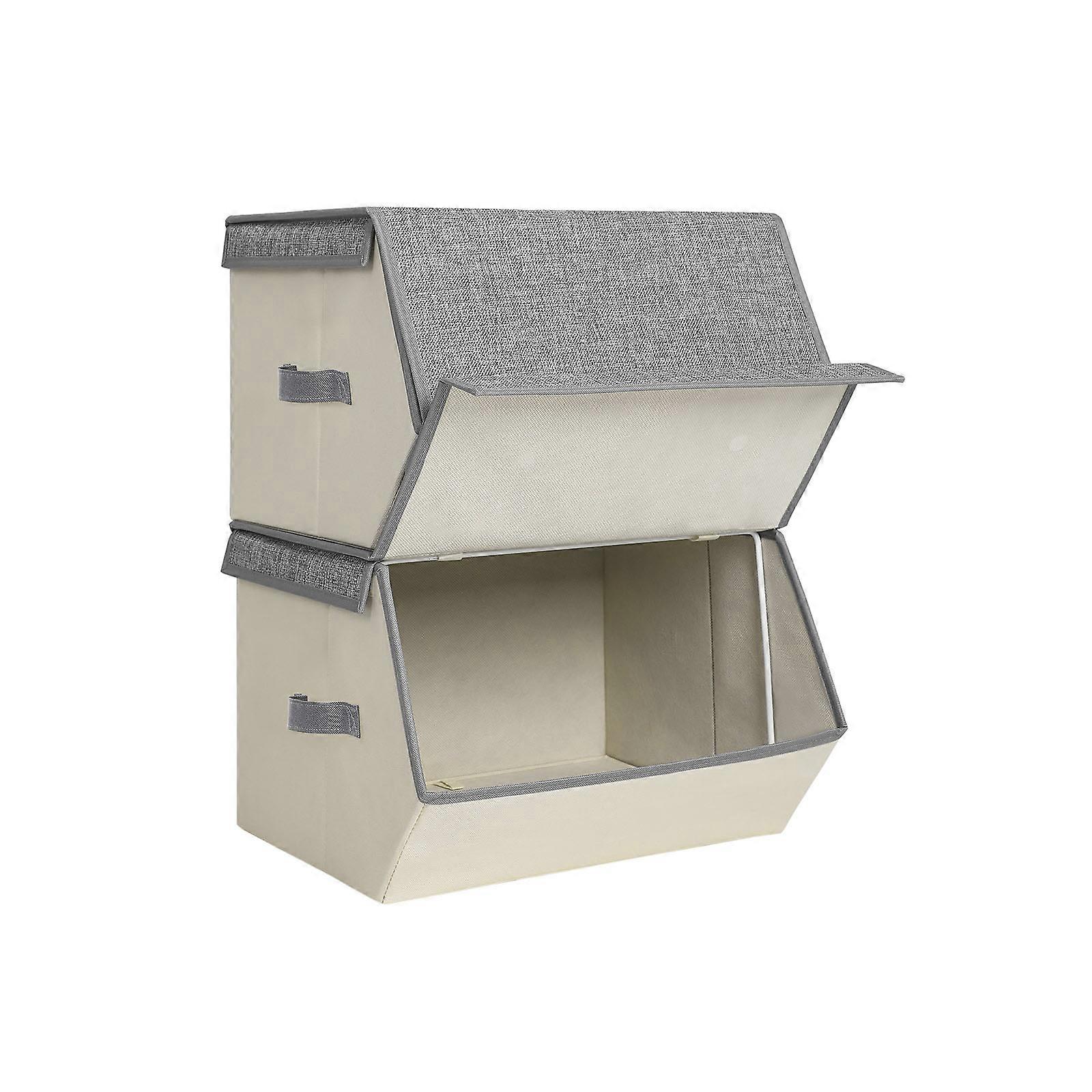 Stackable Storage Bins, Fabric Storage Boxes with Lids, S