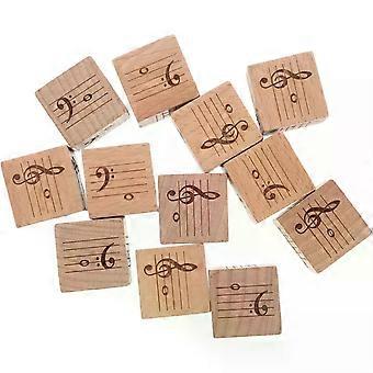 Mitarbeiter-Musikwürfel, 12 Stück, Holz, 8-seitig, Übungs- und Theorie-Set.
