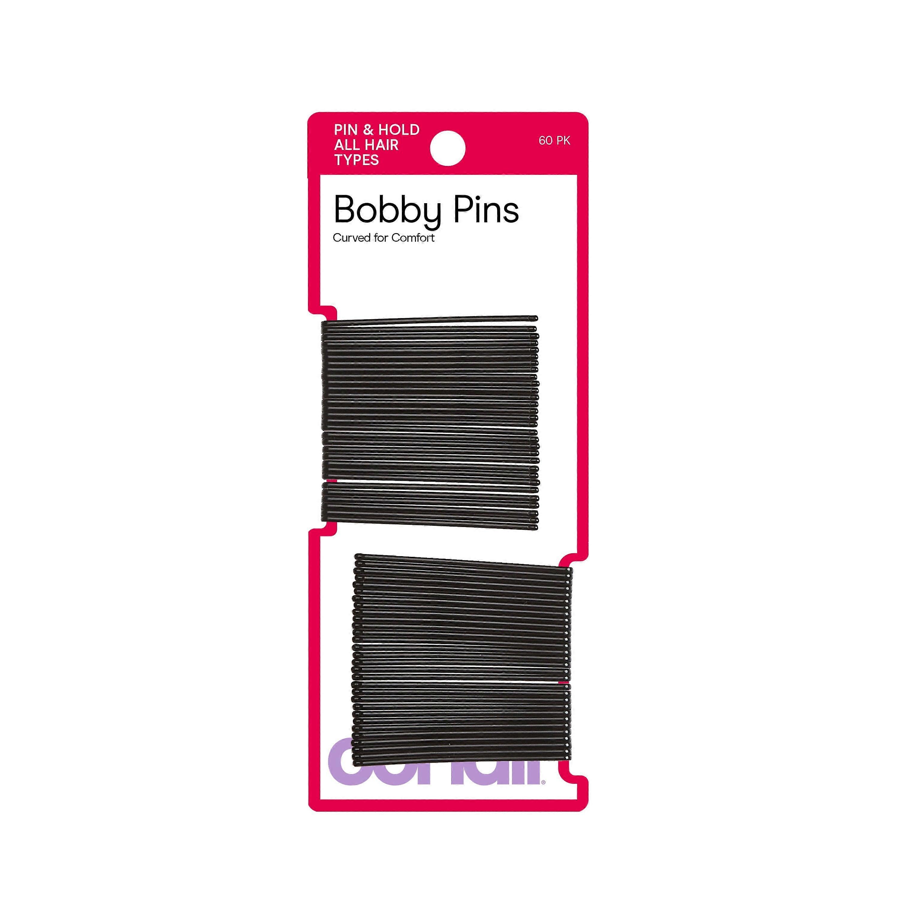 Conair Styling Essentials Curved Bobby Pins Smooth Black 60 ct