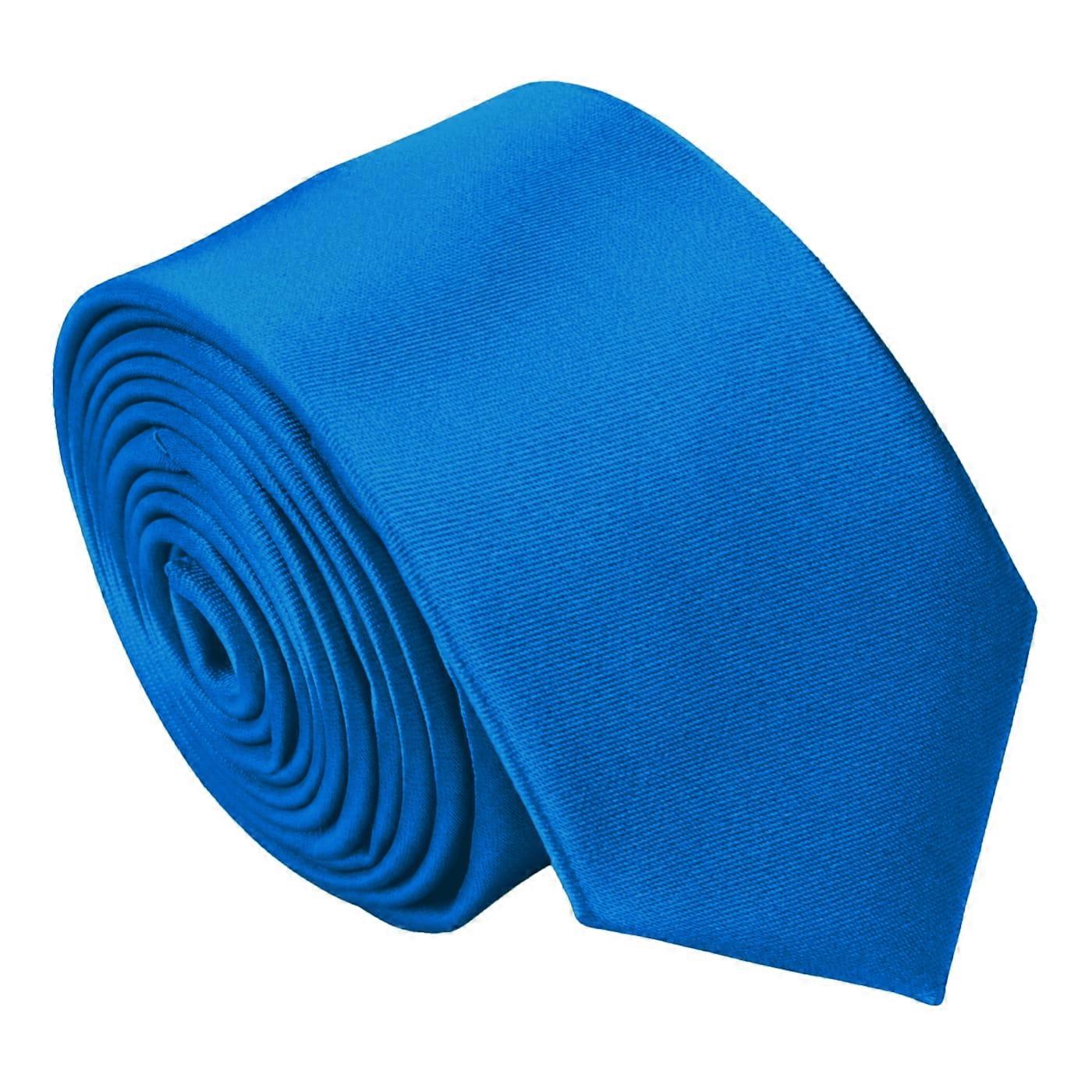 Electric Blue Plain Satin schmaler Krawatte