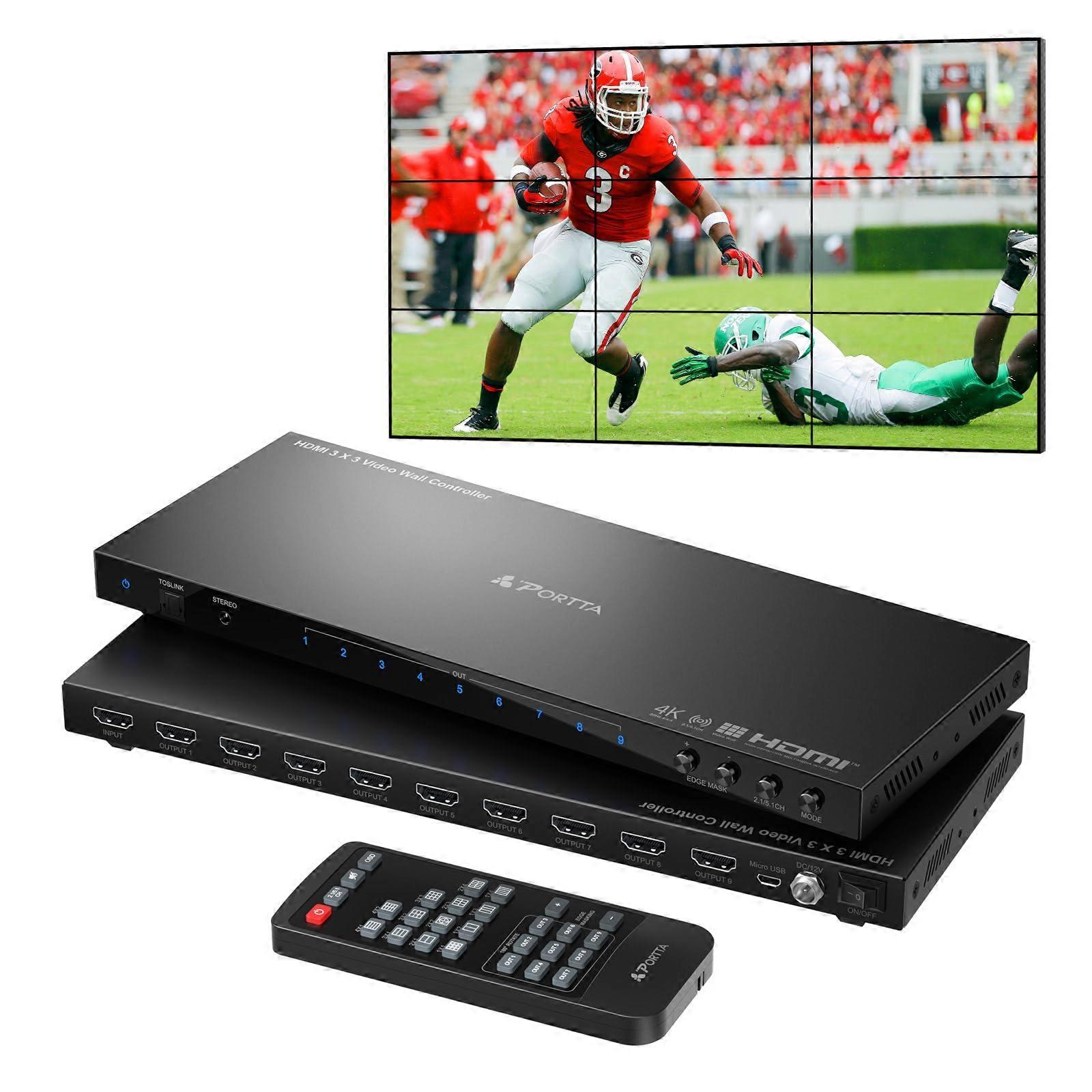 Video Wall Controller 3x3 4K, HDMI Video Wall Processor