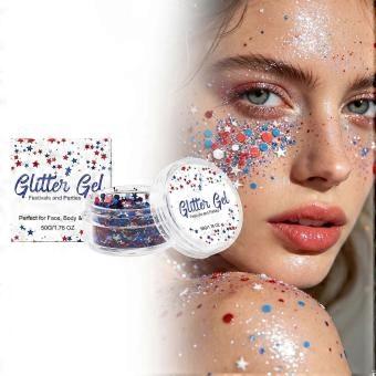 1/2/3 pezzi Gel glitterato portatile per decorazioni per feste, trucco con paillettes brillanti per viso e corpo per Natale, Halloween e festival
