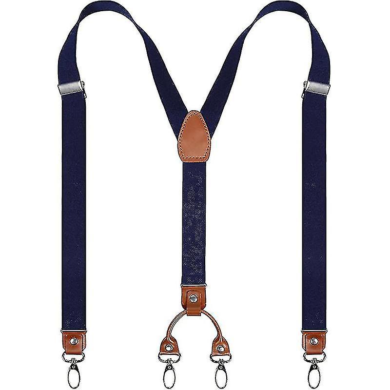 Mens 4 Metal Clip Elastic Wide Suspenders Both Casual And Formal