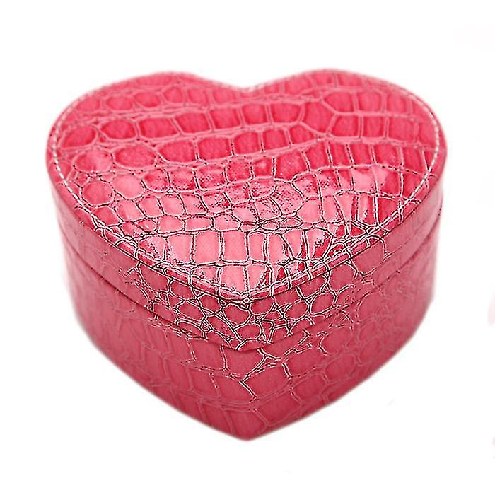 Pu Crocodile Pattern Leather Heart-shaped Jewelry Storage Box