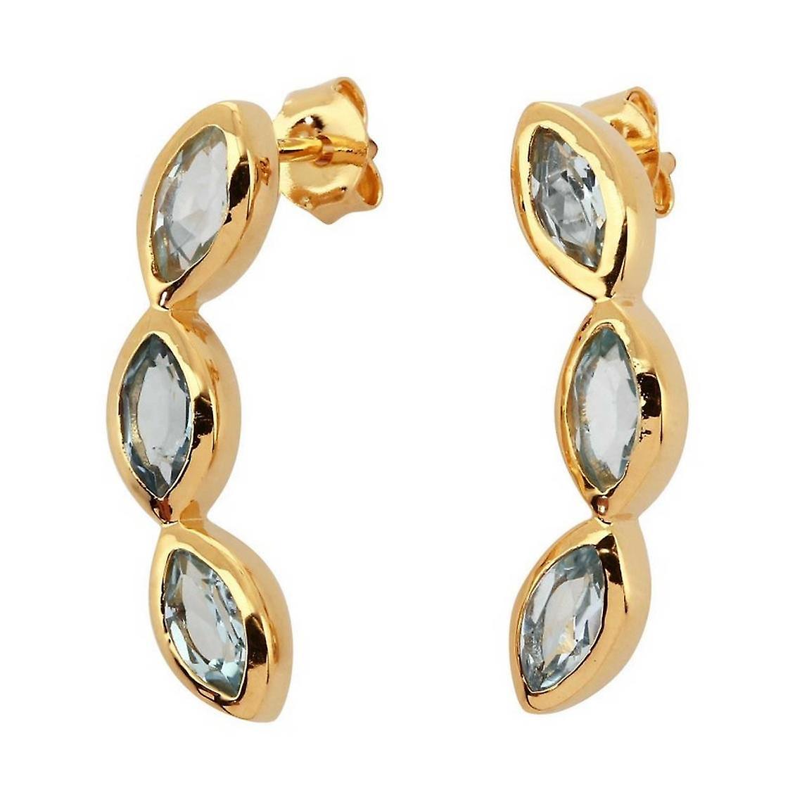 Boucles d'oreilles Kira Doré & Topaze Bleu