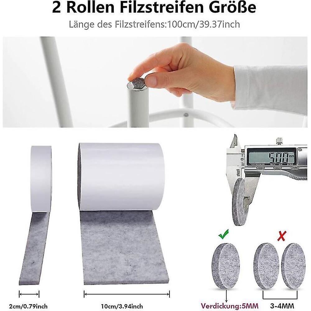 Furniture Glider, Felt Glider, 2 Rolls Of Selfadhesive Felt (100