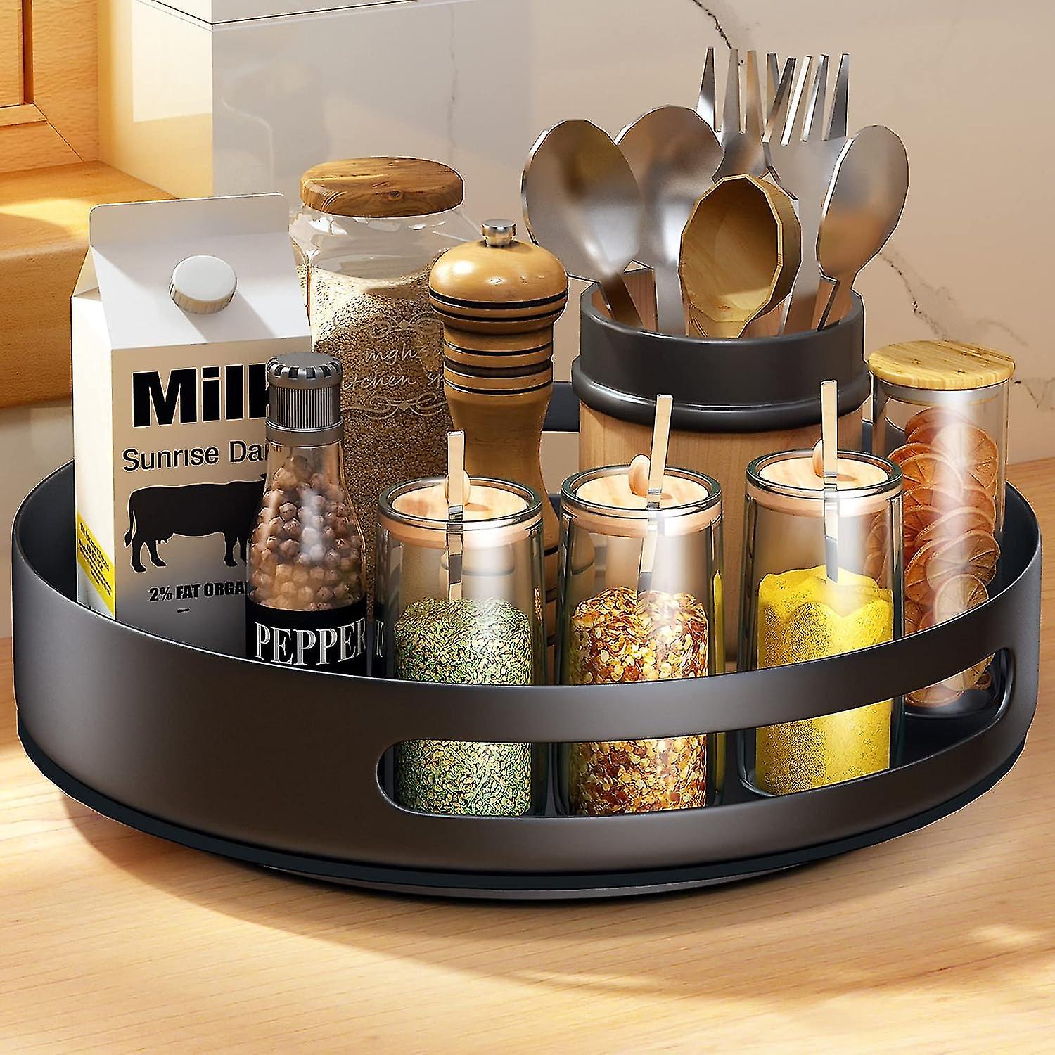 Rotating Metal Spice Rack, Used For Cabinets, Counters, Closets, Kitchen Or Pantry Tables