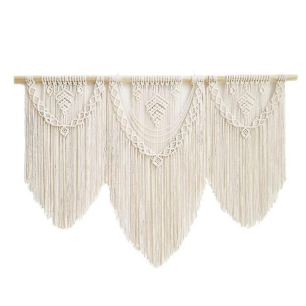 Macrame Wall Hanging -boho Tapestry Macrame Wall Decor(beige-leaf)