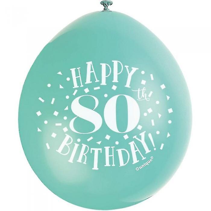 Unique Party Latex 80th Balloons (Pack of 10)