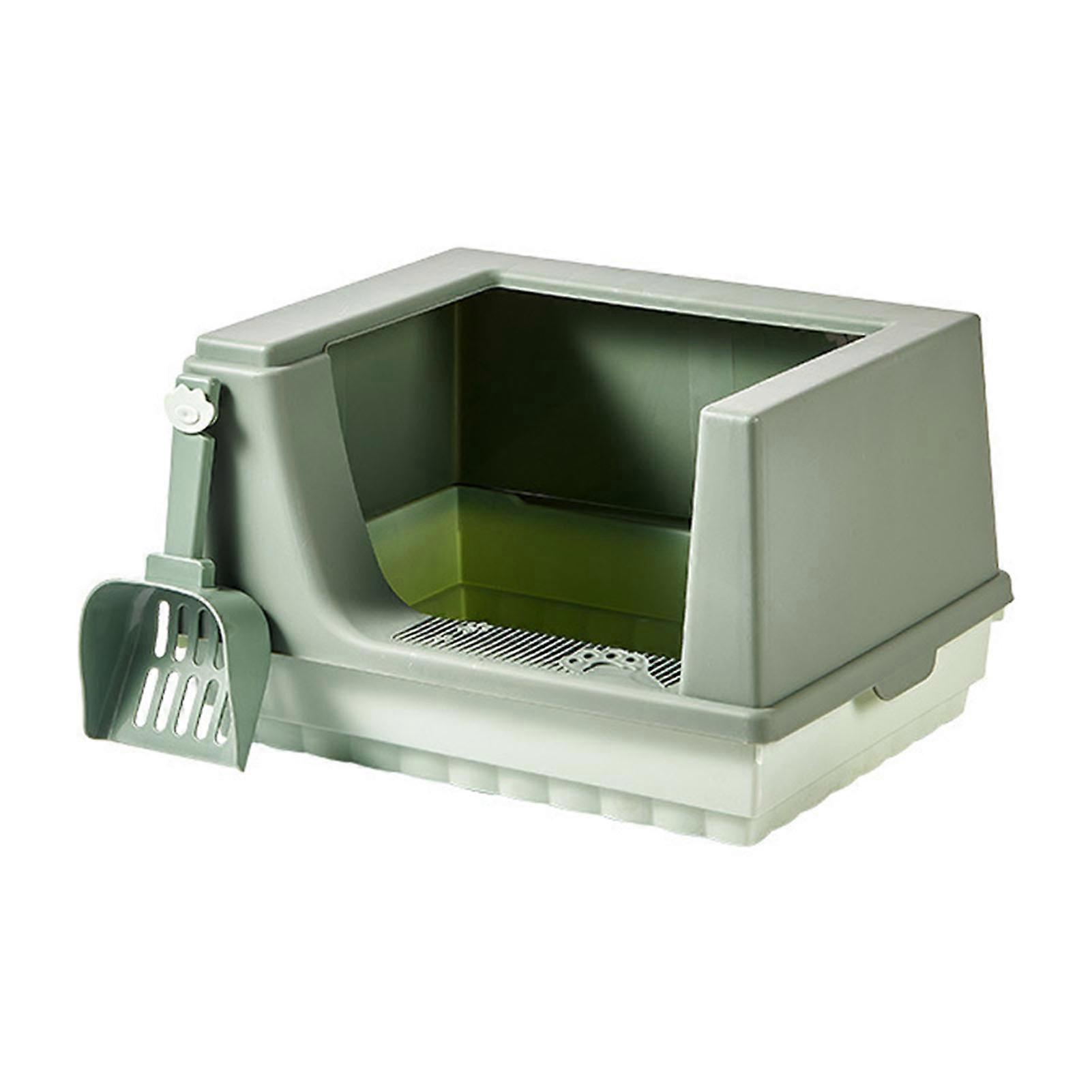 Cat Litter Box Semi Enclosed Heightened Fence Prevent Leakage Large Space Cat Toilet