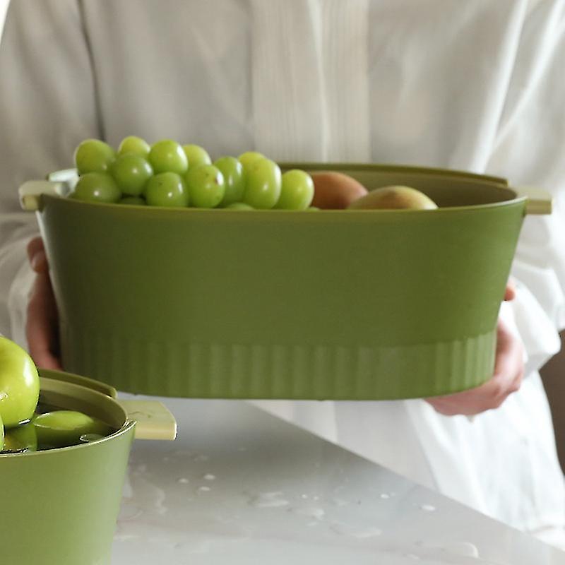 Deep Green Detachable Double-Layer Kitchen Colander Set