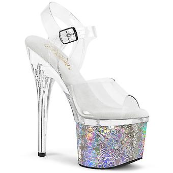 Pleaser Sandaler Esteem-708ck Clr/clr-slv Holo Crackle