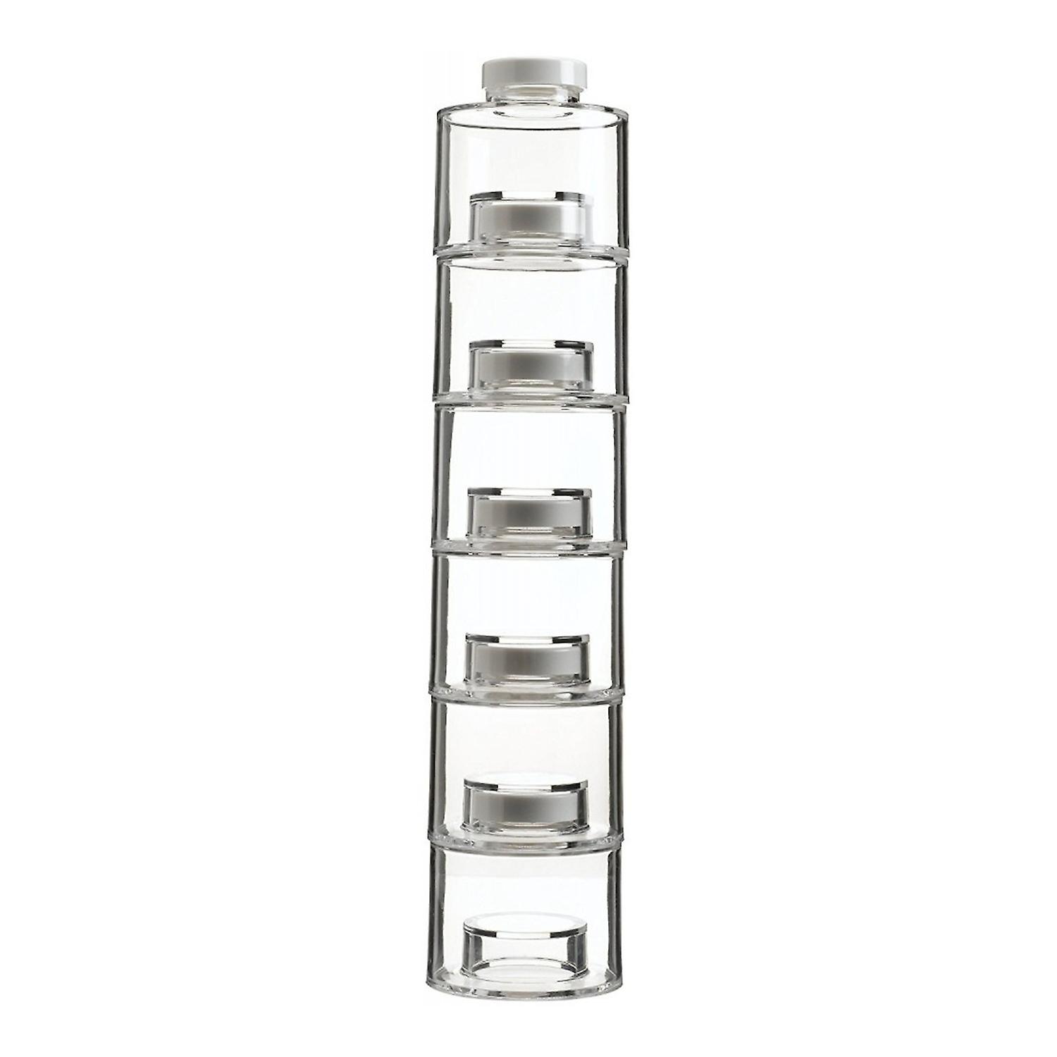 6Pcs Seasoning Tower Stackable Transparent Plastic Refillable Sugar Salt Spice Storage Tower for Kit