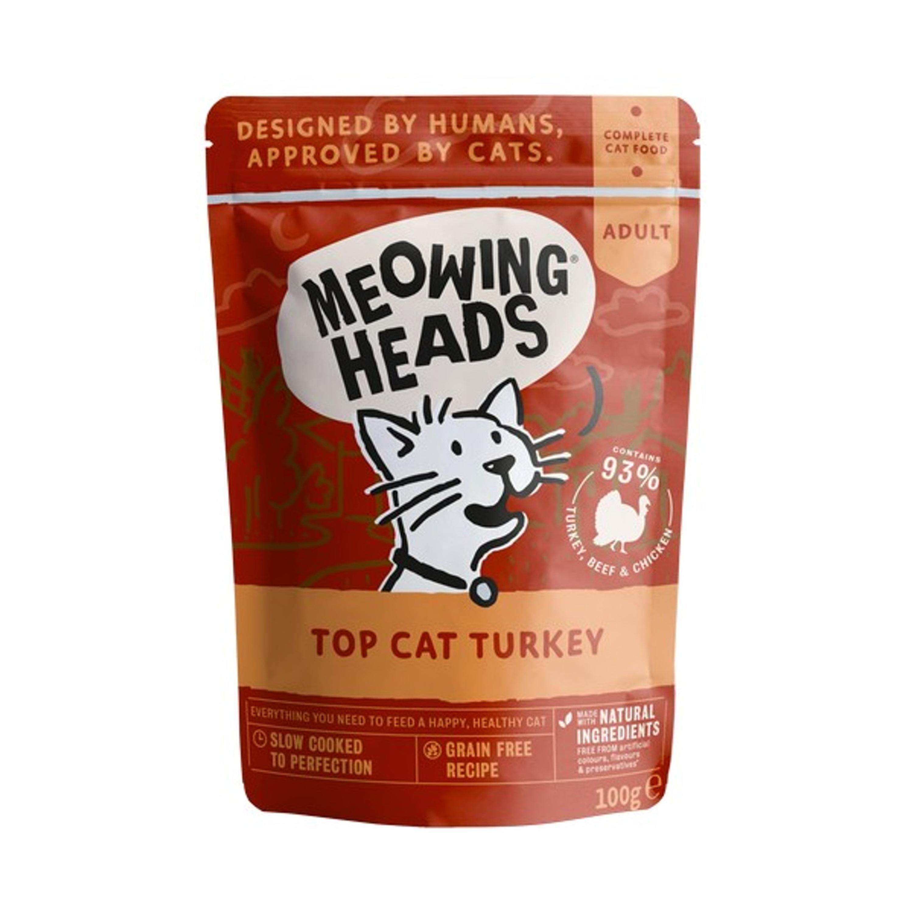 Meowing Heads Top Cat Food Turkey 10 x 100g
