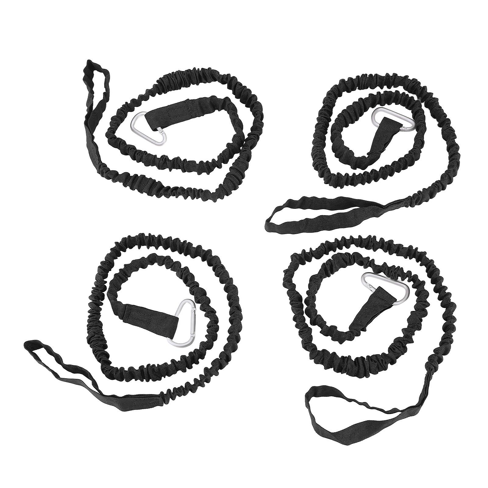 4Pcs Kayak Paddle Rope Super Stretchy Anti Lost Portable Nylon Canoe Paddle Leash for Drifting Surfing Black