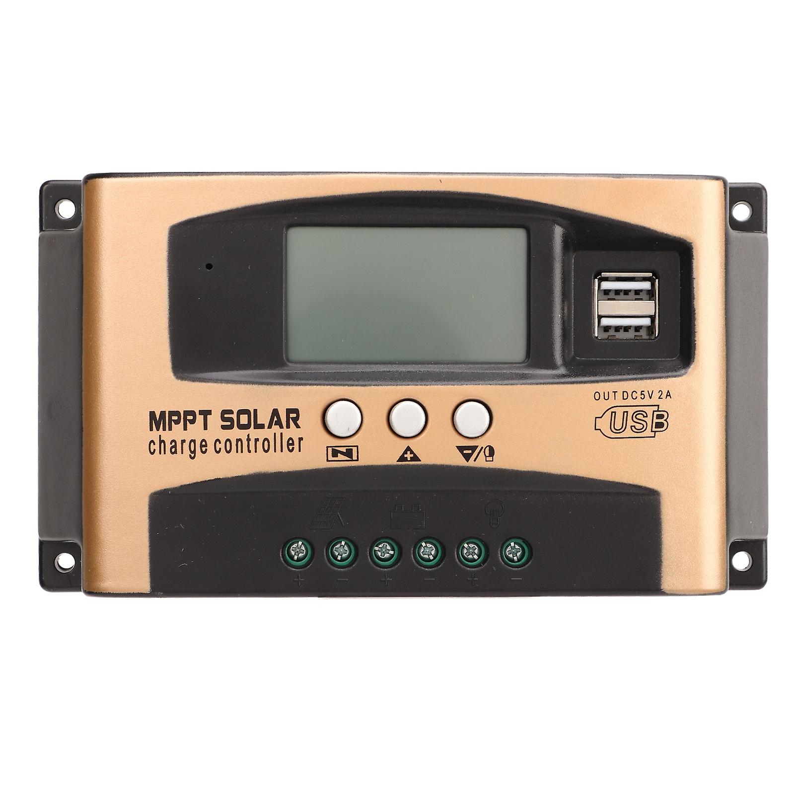 Solar Charge Controller MPPT Solar Charge Controller Solar Panel Regulator with LCD Display Paremeter Adjustable Gold 60A