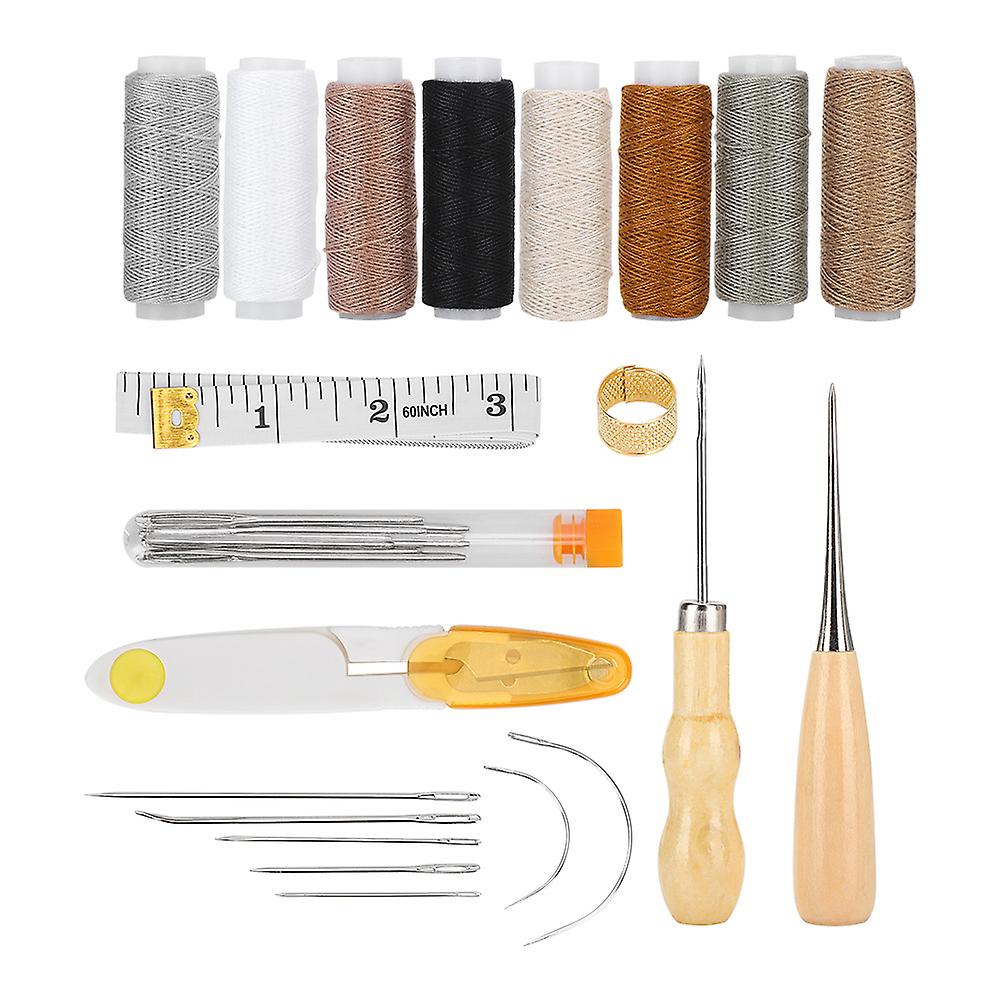 Leather Craft Tools DIY Kit with Thread Sew Needles Stitching Awls Making Accessories