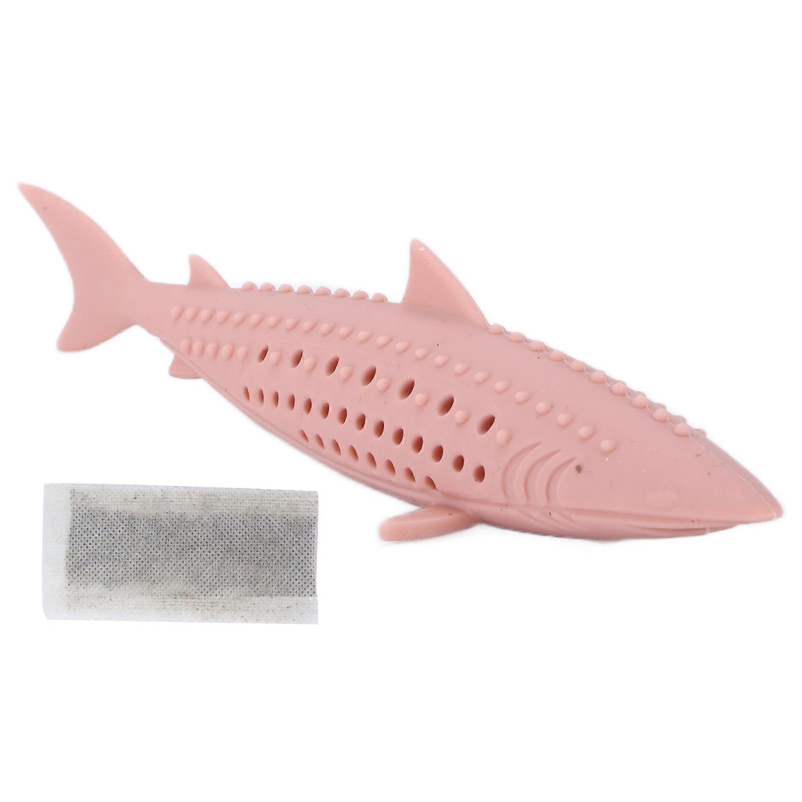 Cat Silicone Fish Toy for Teeth Cleaning 15.5x3.5cm Interactive