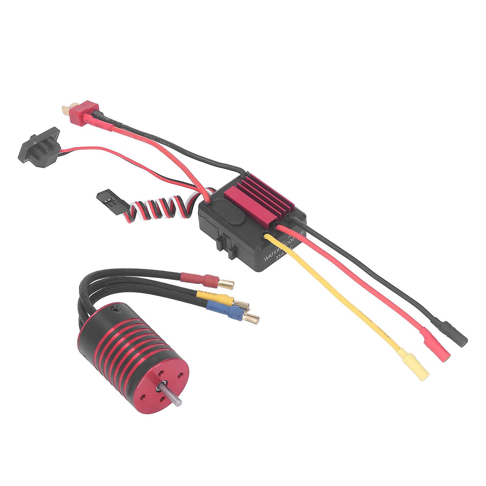 Motor ESC Set 2838 Brushless Motor and 35A Brushless ESC Replacement for 1/14 1/16 RC Car Red 3200KV 